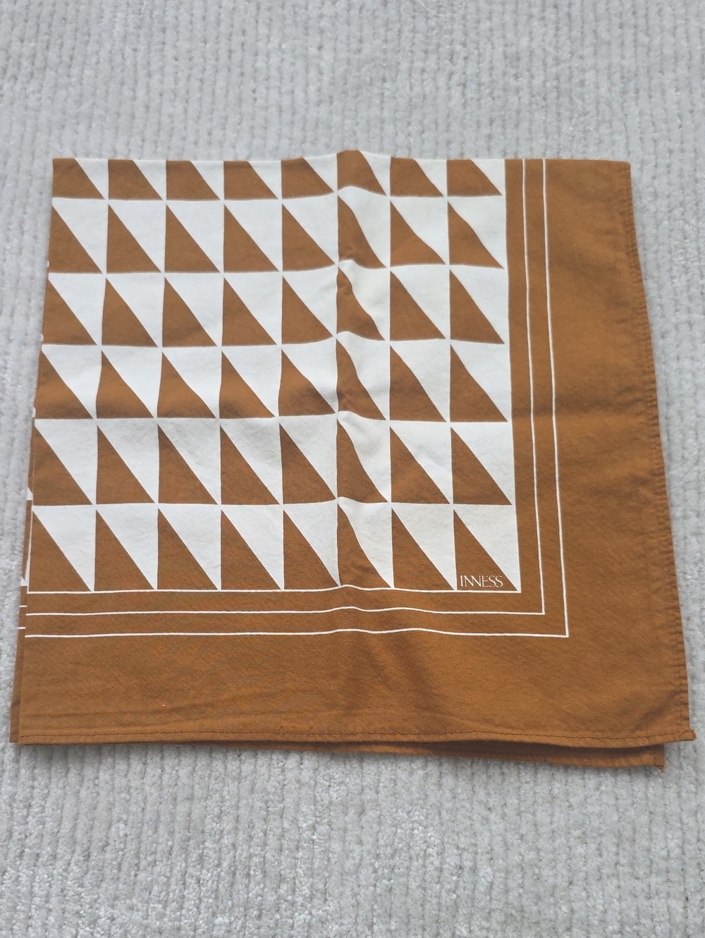 Inness Geometric Cotton Scarf in Brown and Cream 20x20